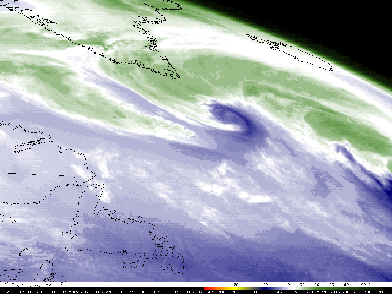 GOES-13 6.5 Âµm water vapor channel images (click to play animation)