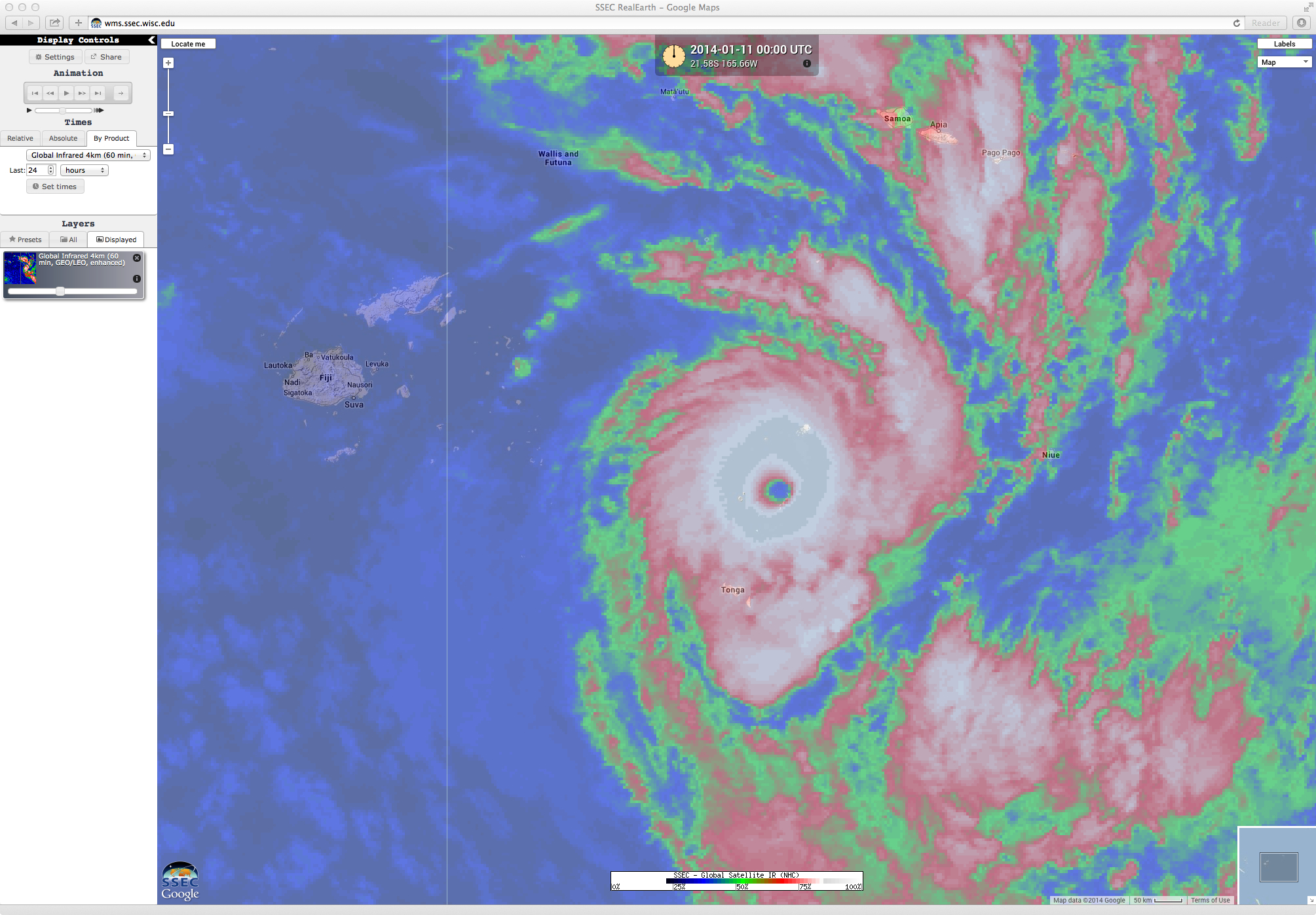 IR images of Cyclone Ian (click to play animation)