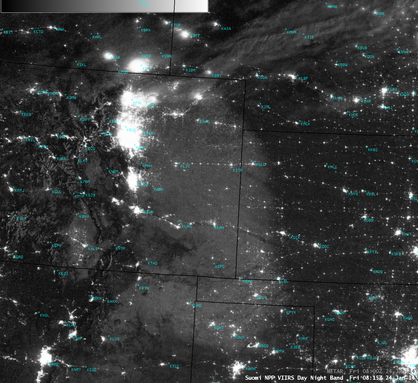 Suomi NPP VIIRS 0.7 Âµm Day/Night Band, IR BTD "fog/stratus product", and 11.45 Âµm IR channel images