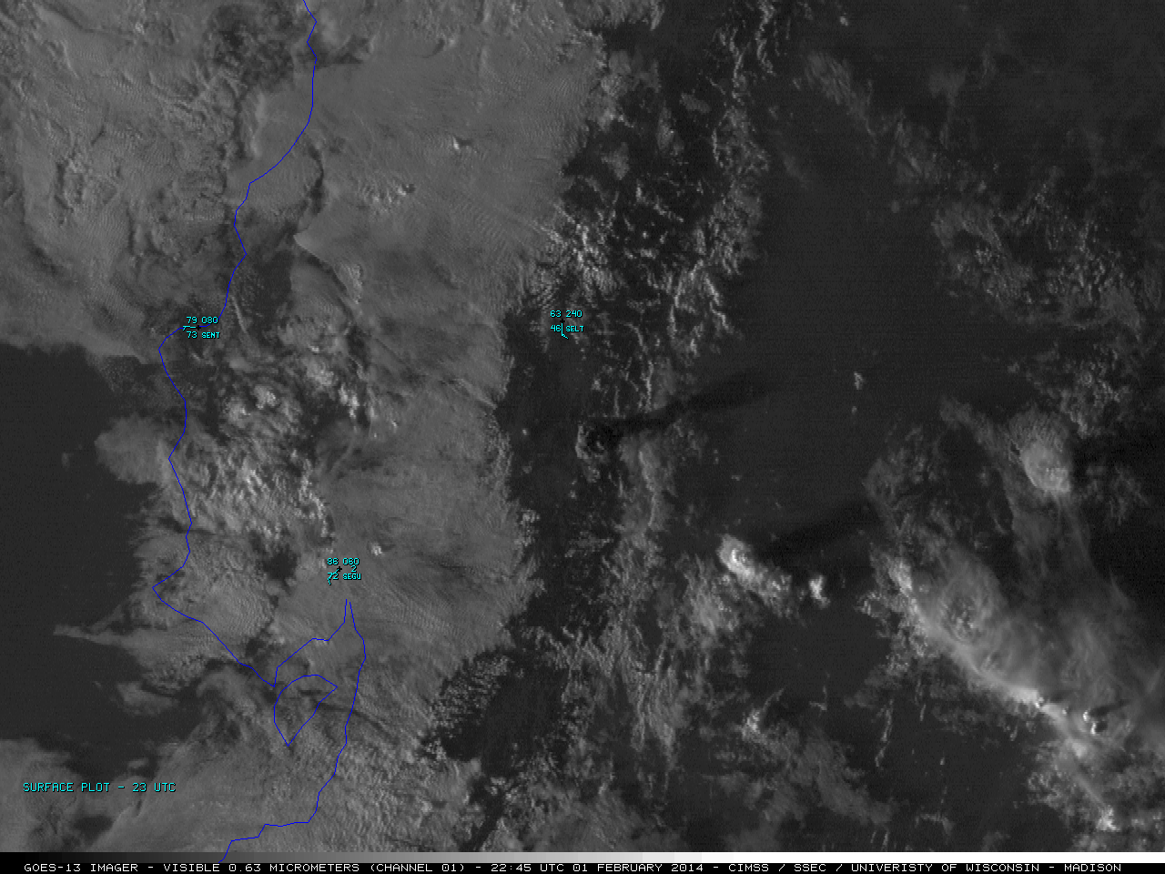 GOES-13 0.63 Âµm visible channel image