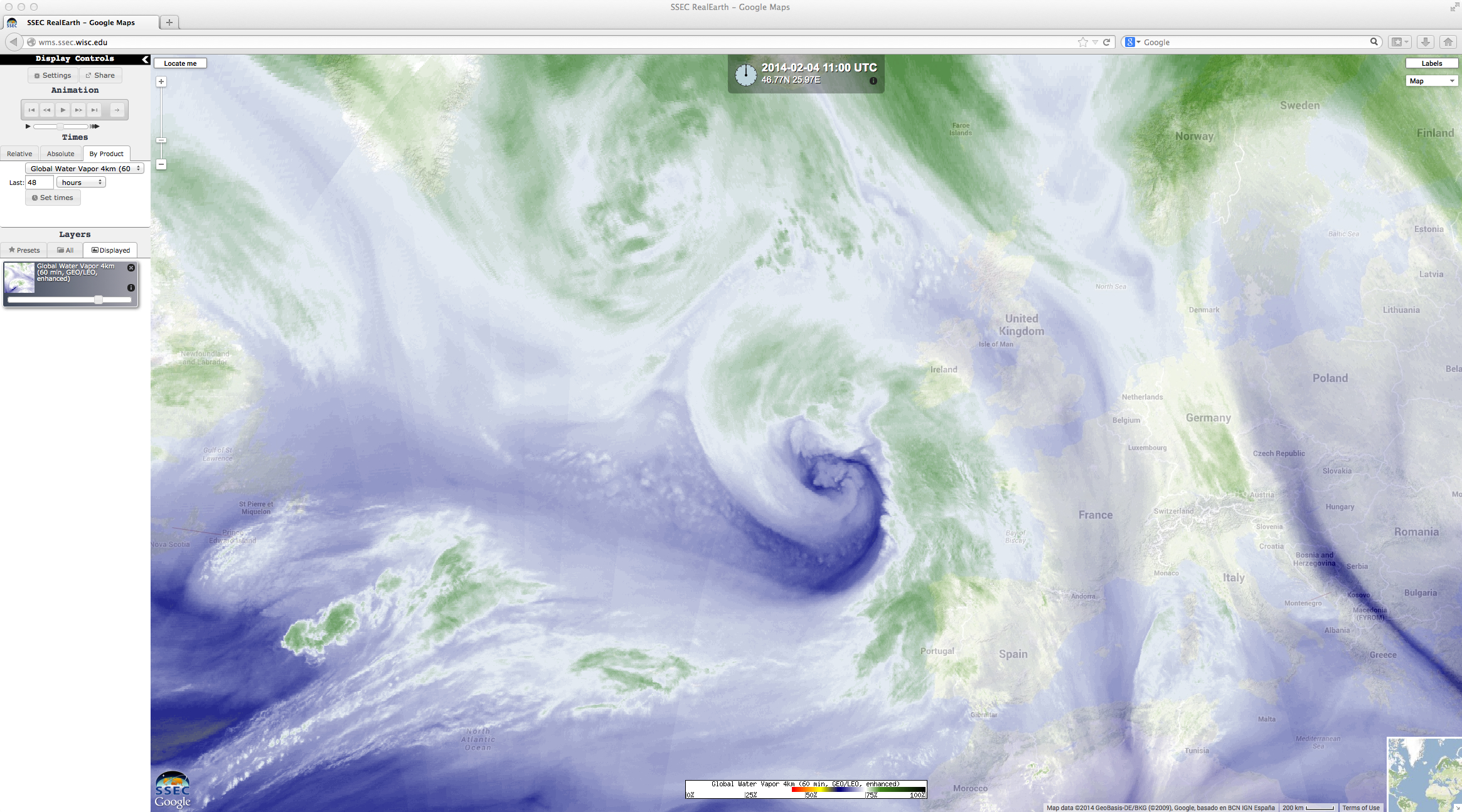 Composite of water vapor channel imagery (click to play animation)