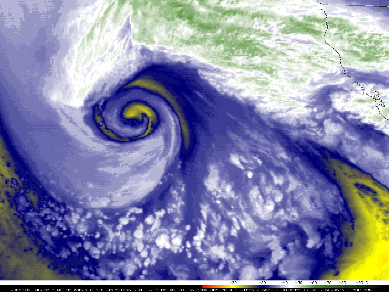 GOES-15 6.5 Âµm water vapor channel images (click to play animation)