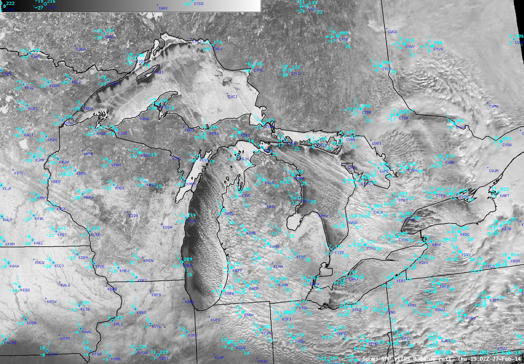 Suomi NPP VIIRS 0.64 Âµm visible channel and false-color RGB images