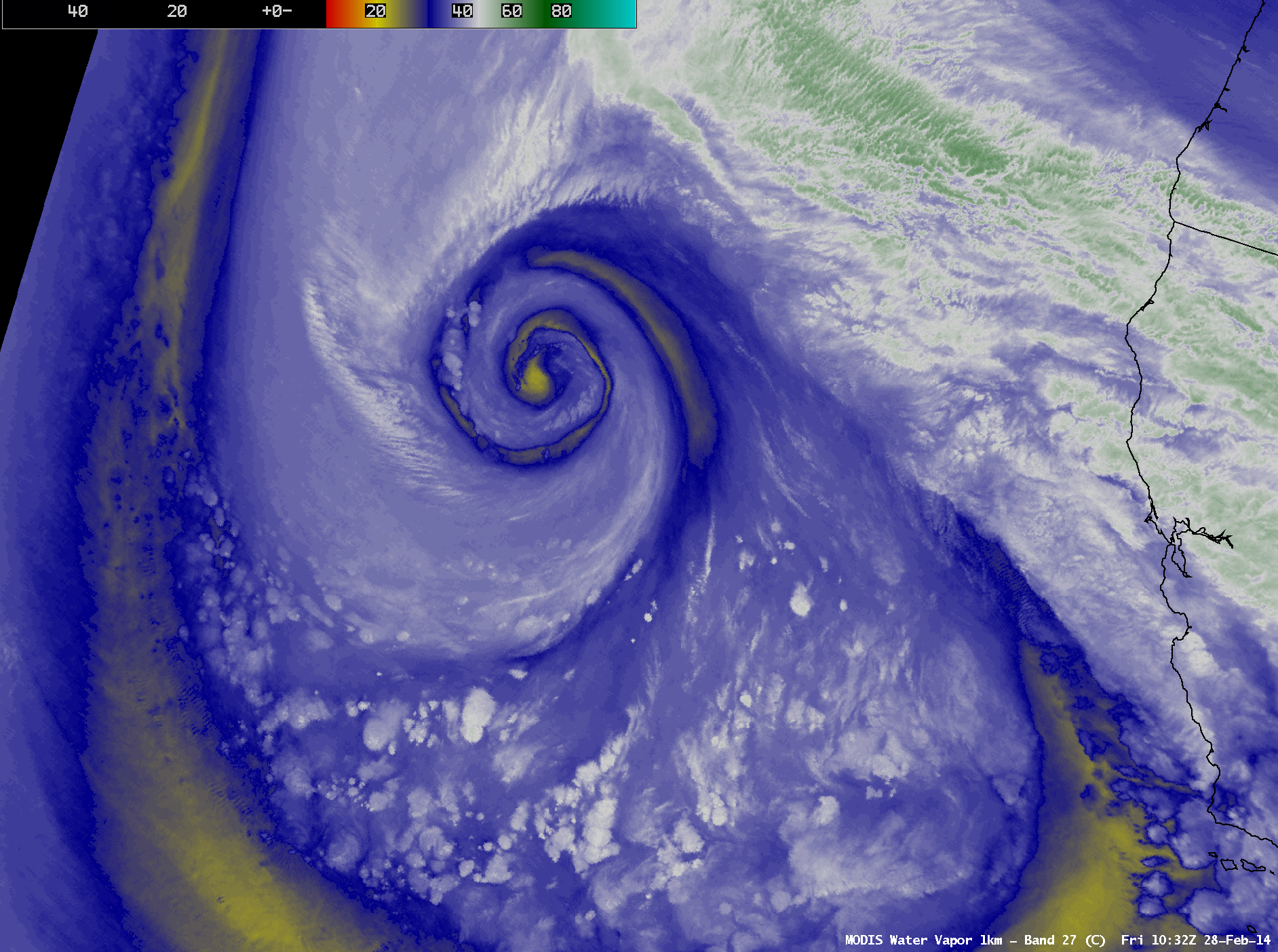 MODIS 6.7 Âµm water vapor channel images