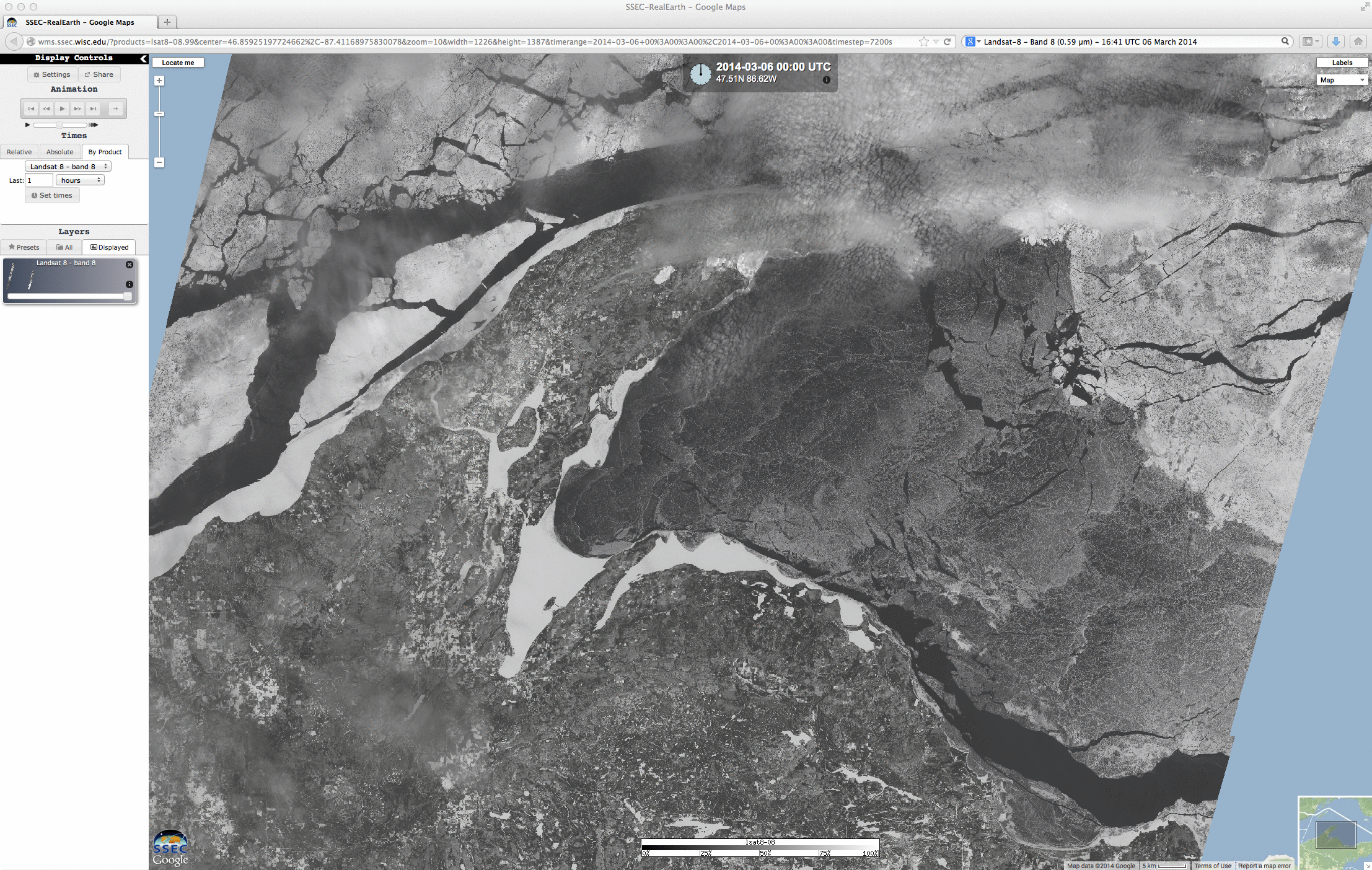 Landsat-8 0.59 Âµm panochormatic visible channel image