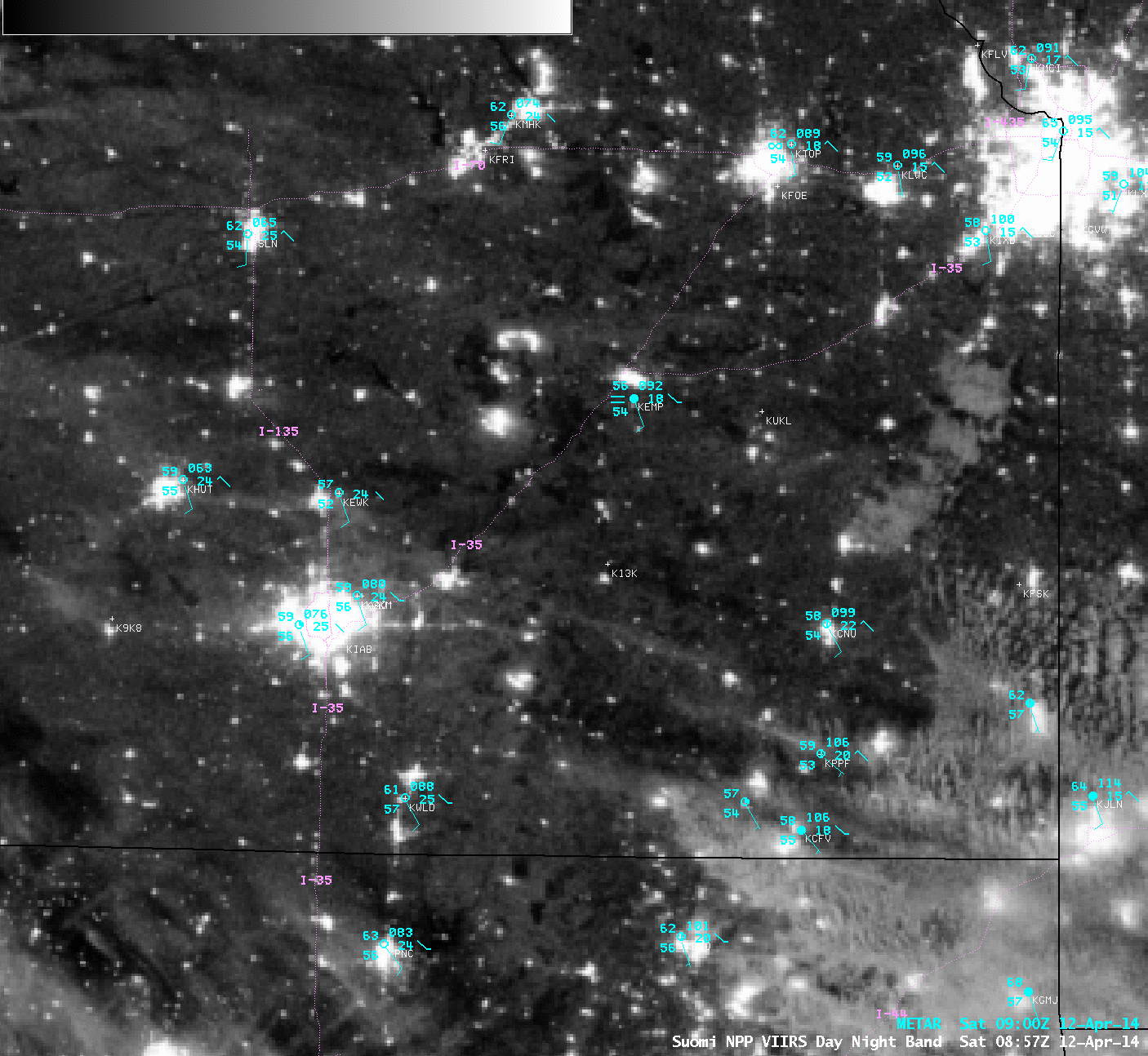 Suomi NPP VIIRS 0.7 Âµm Day/Night Band and 3.74 Âµm shortwave IR images