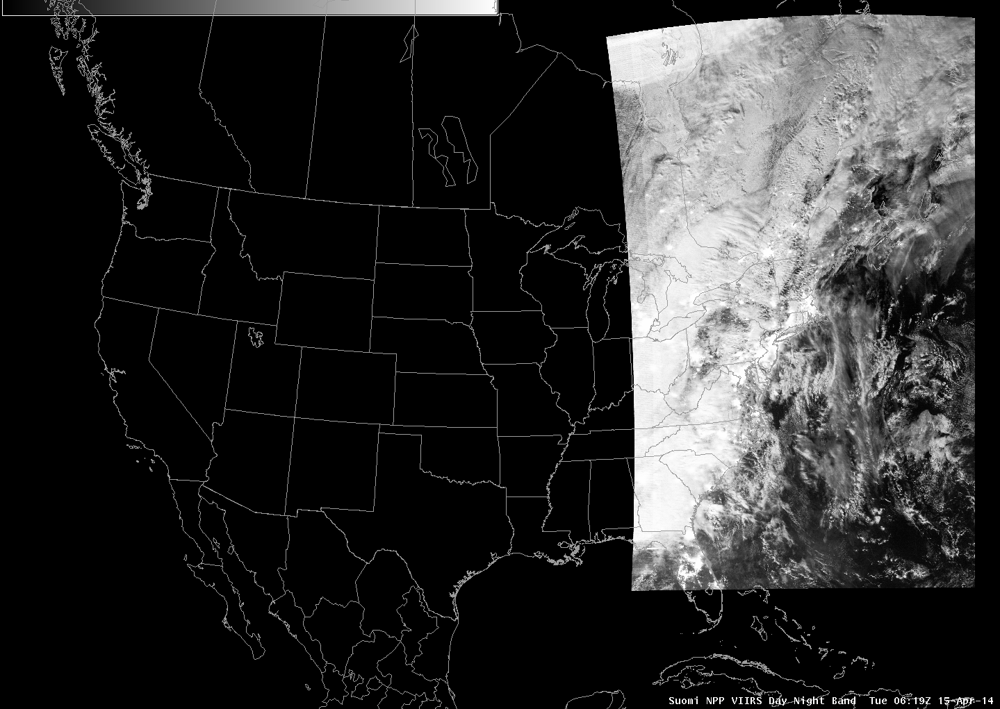Suomi NPP VIIRS Day Night Band images, times as indicated
