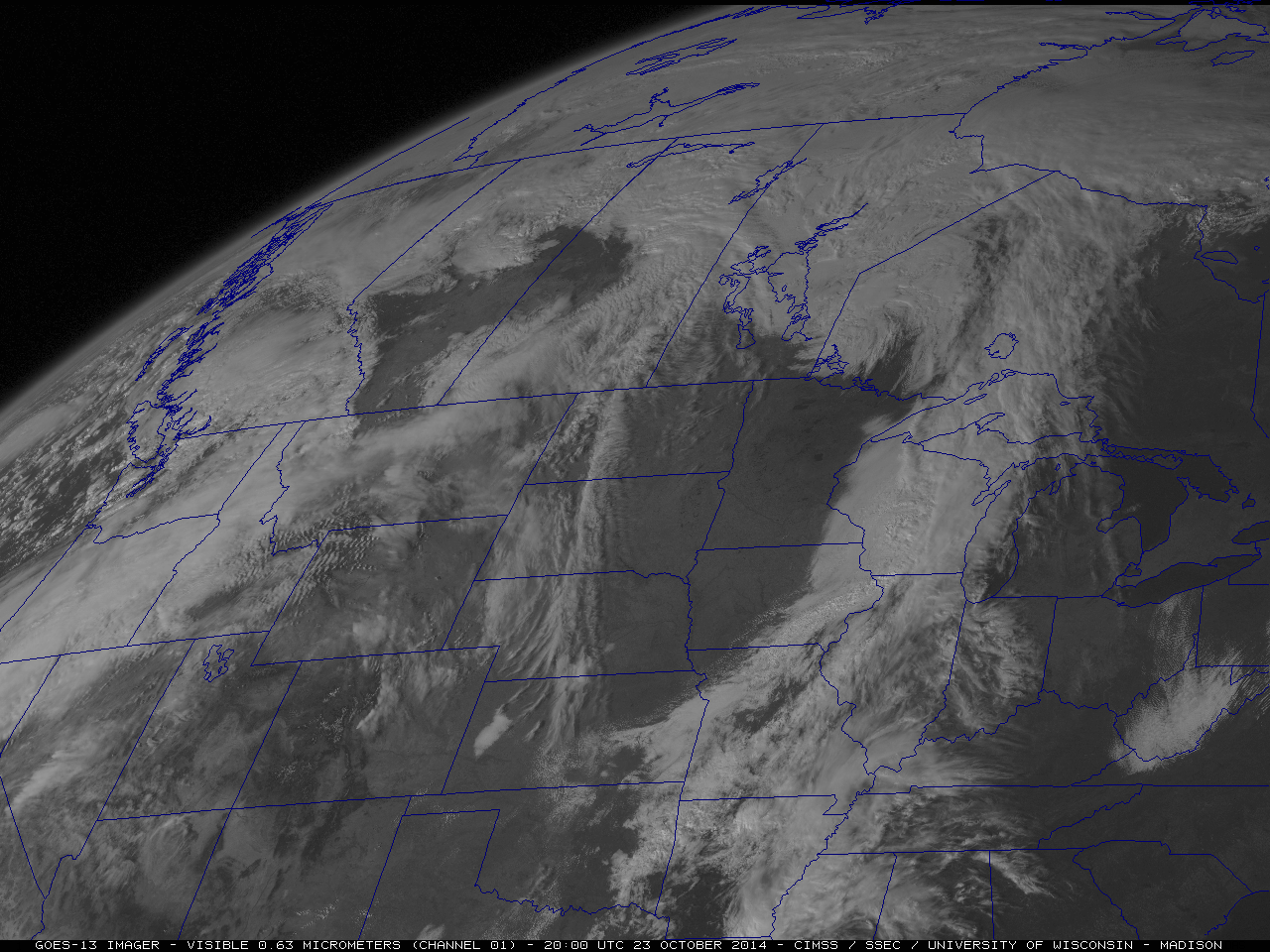 GOES-13 0.63 µm visible channel images