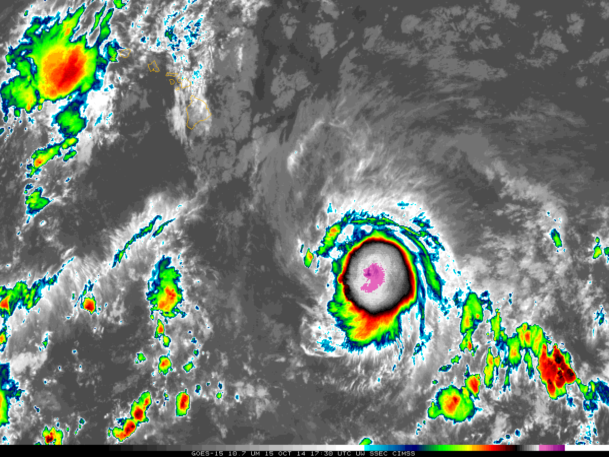GOES-15 10.7 µm Infrared Imagery 15 October 2014 (click to animate)