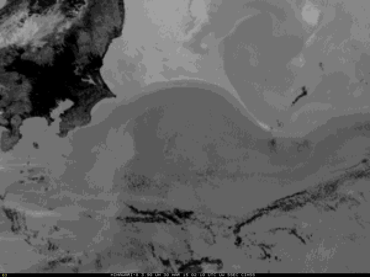 Himawari-8 AHI 3.90 µm infrared channel images (click to play animation) 
