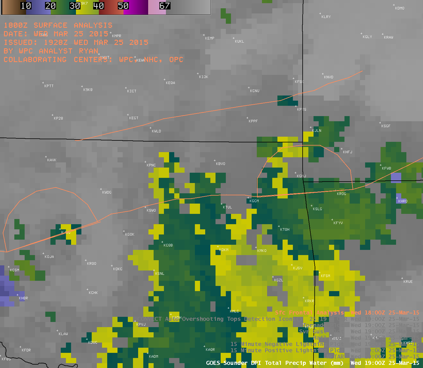 GOES-13 sounder Total Precipitable Water derived product imagery (click to play animation)