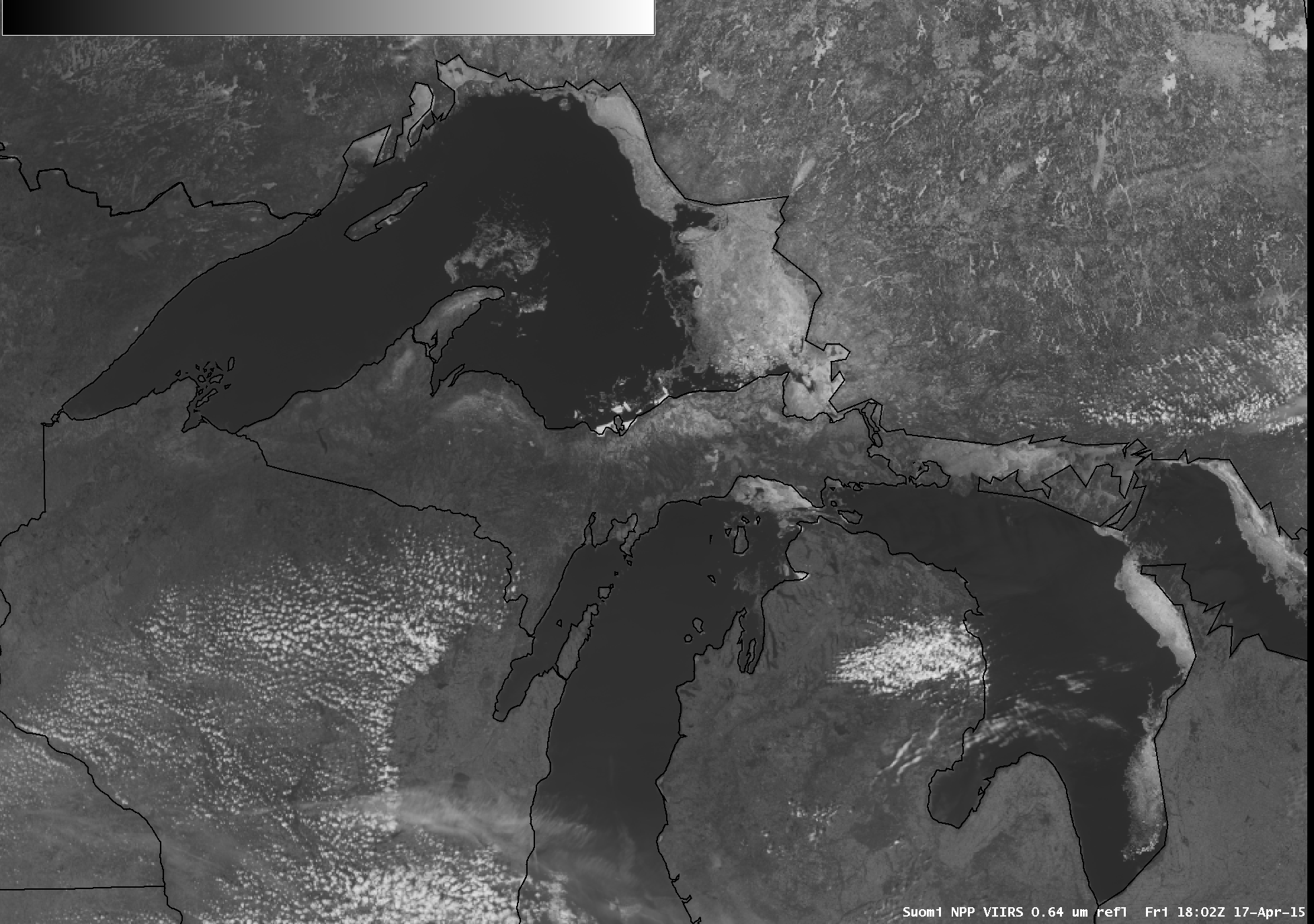Suomi NPP VIIRS 0.64 µm visible and false-color RGB images (click to enlarge)