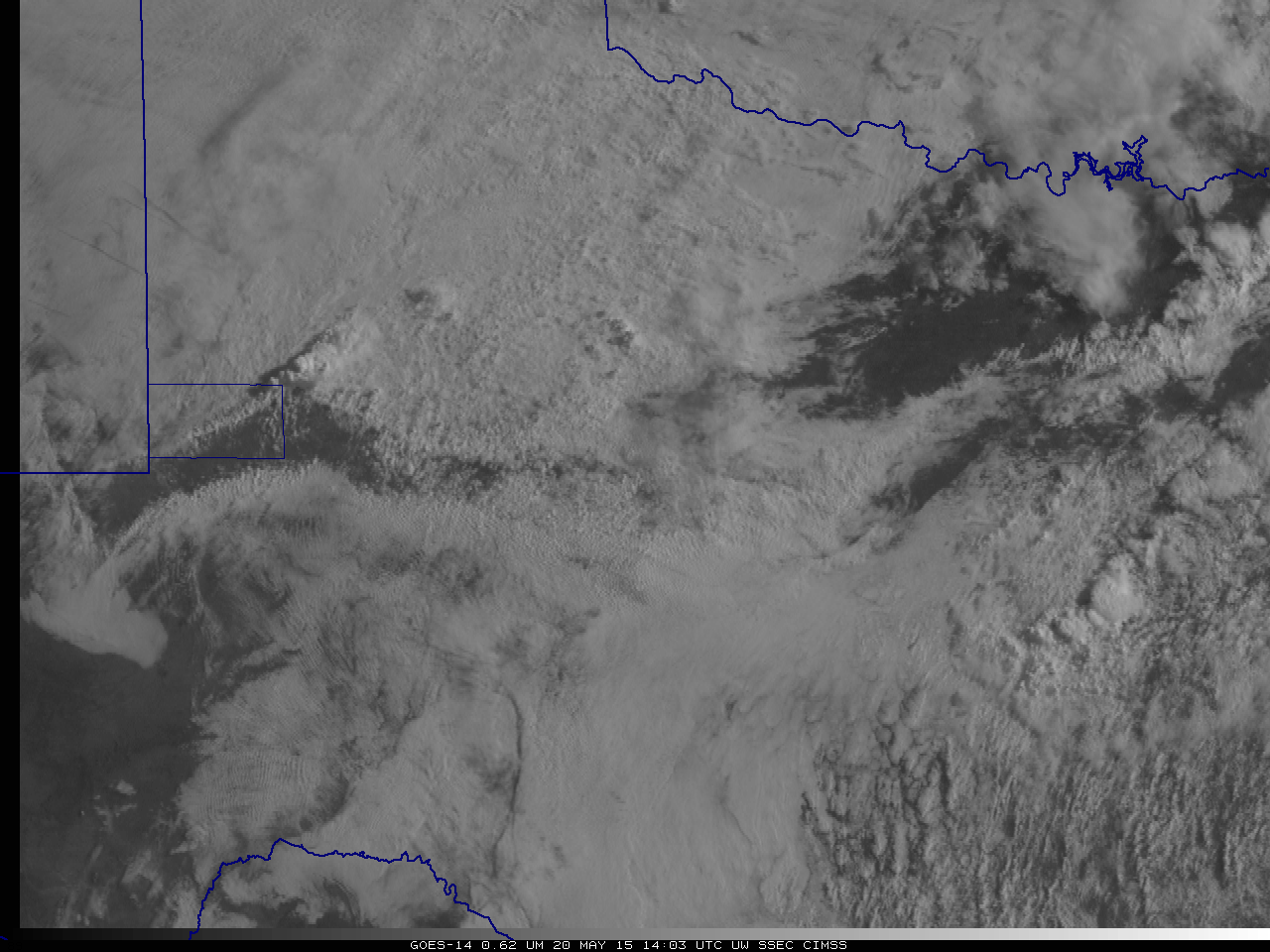 GOES-14 0.62 µm visible imagery; Andrews County is highlighted [click to play animation]