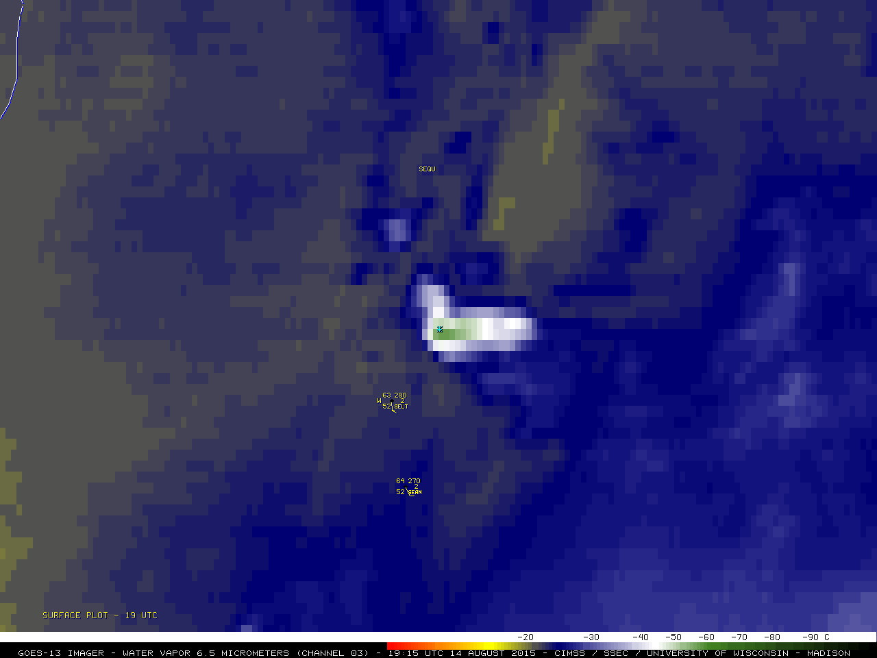  GOES-13 water vapor (6.5 µm) images [click to play animation]