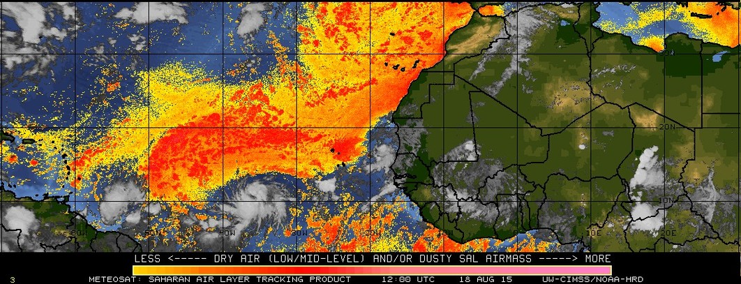 Saharan Air Layer Tracking Product [click to play animated GIF]