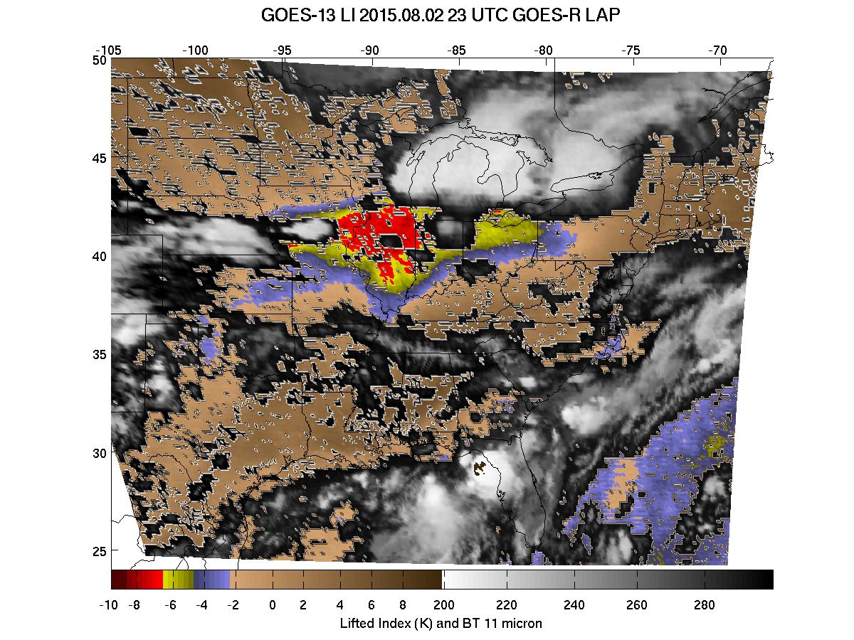 GOES-R LAP Lifted Index, times as indicated  [click to play animation]