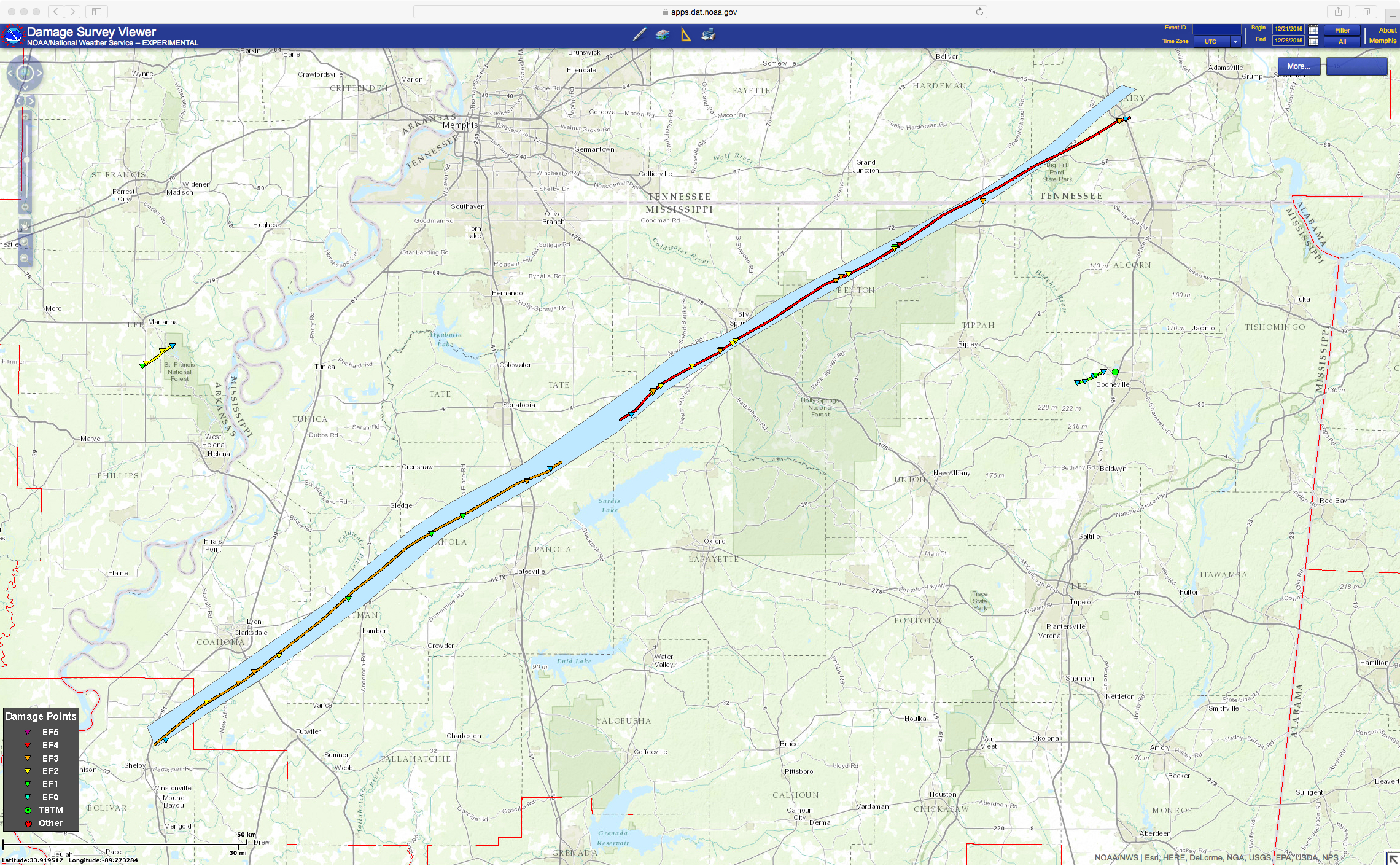 Preliminary tornado damage paths [click to enlarge]