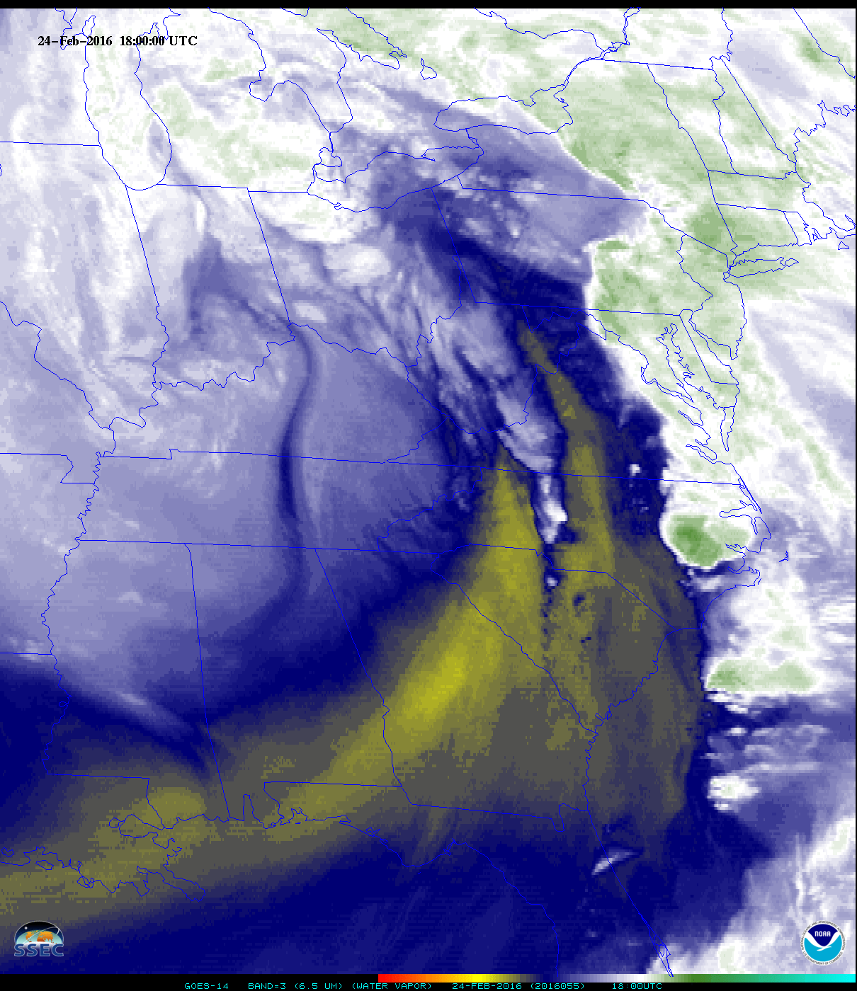 GOES-14 Water Vapor Infrared (6.5 µm) images [click to play mp4 animation]