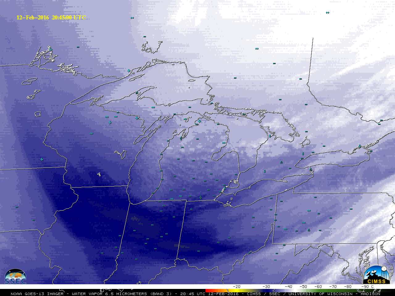 GOES-13 Water Vapor (6.5 µm) images [click to play animation]