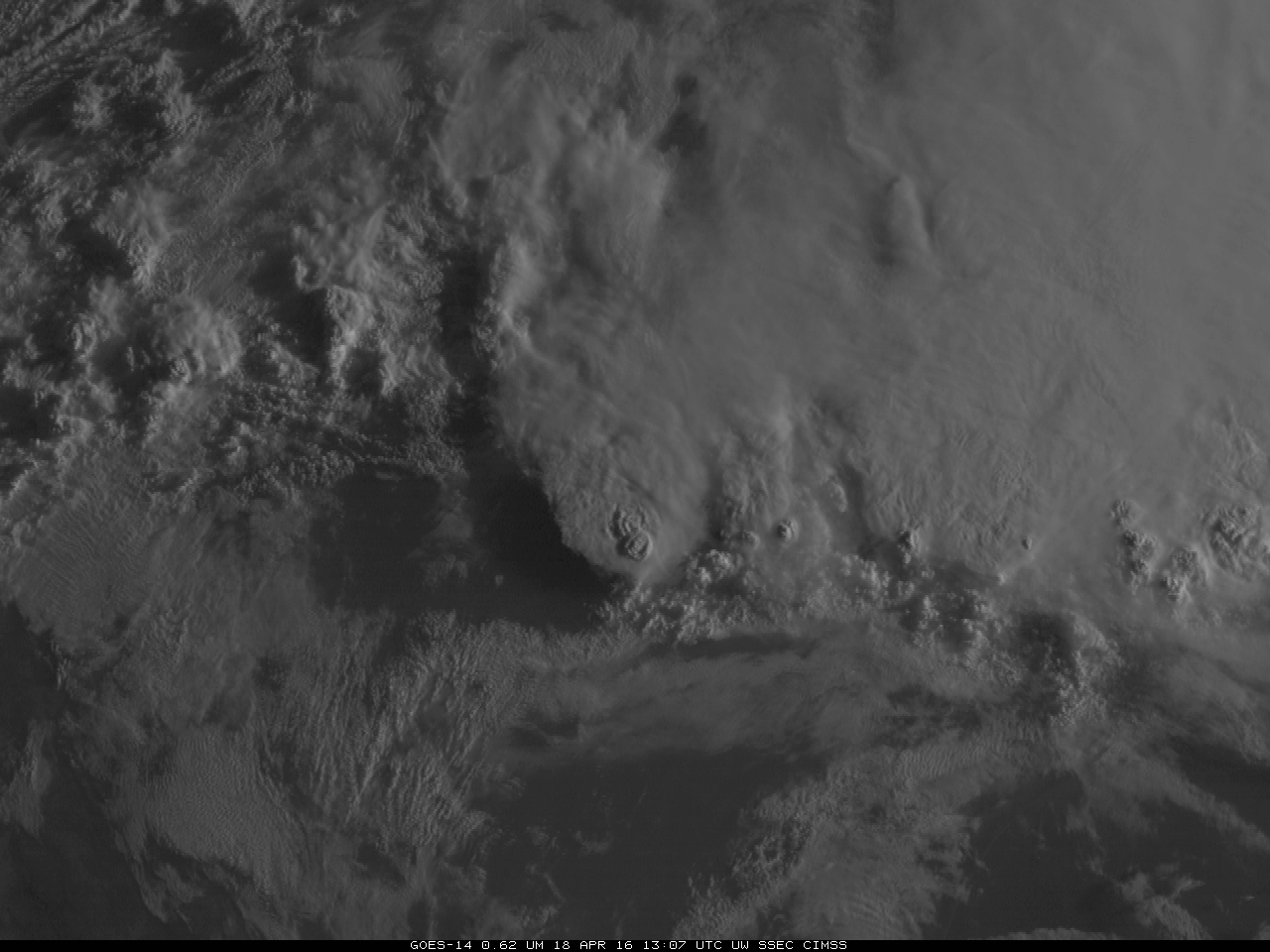 GOES-14 0.62 µm Visible Imagery, 18 April 2016 [click to play animation]