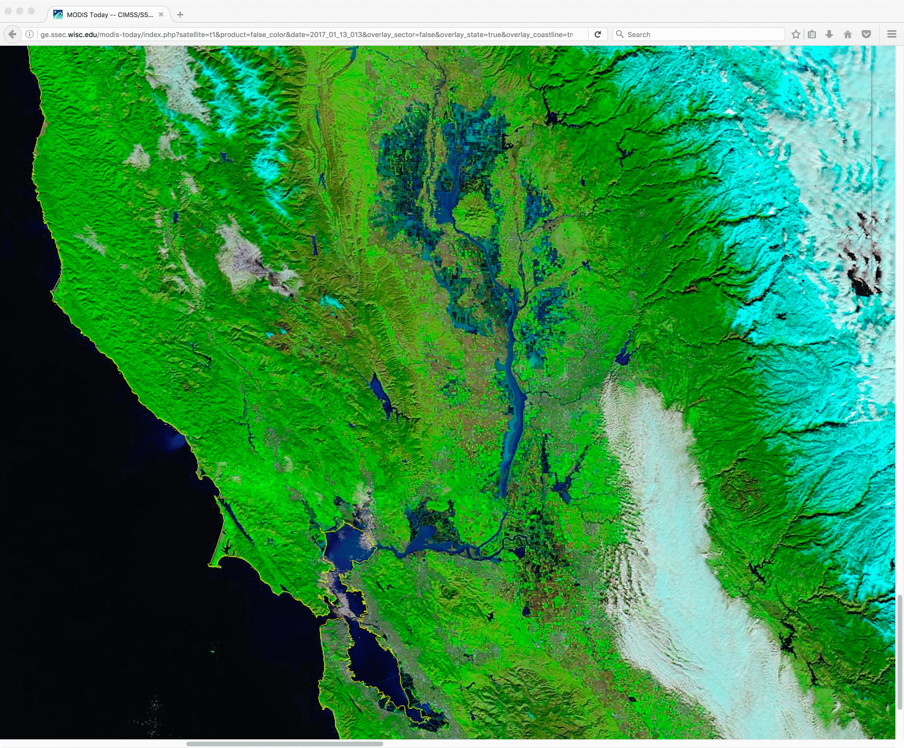 Terra MODIS true-color and false-color RGB images [click to enlarge]