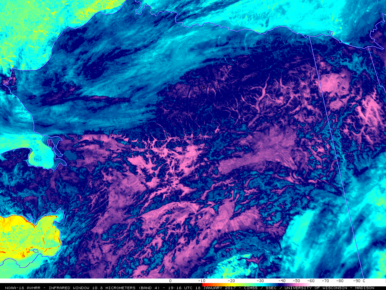 NOAA-18 vs GOES-15 Infrared Window images [click to enlarge]