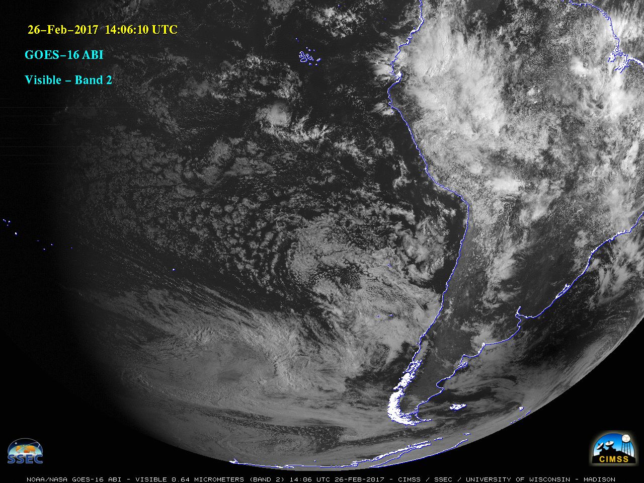 GOES-16 ABI Visible (0.64 µm) images [click to play animation]