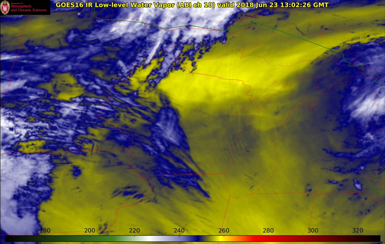 GOES-16 Low-level Water Vapor (7.3 µm) images [click to play MP4 animation]