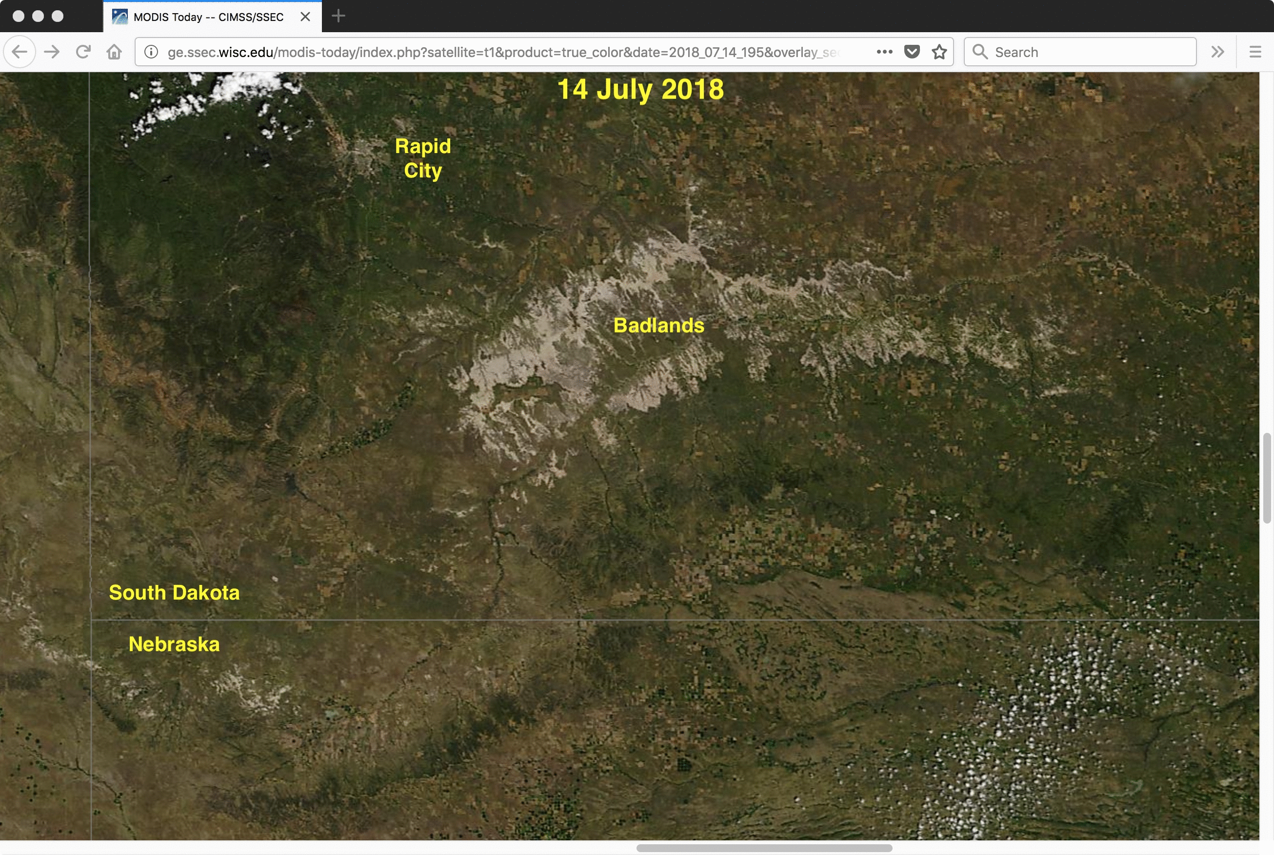 MODIS True Color RGB images from Terra (14 July) and Aqua (31 July) [click to enlarge]