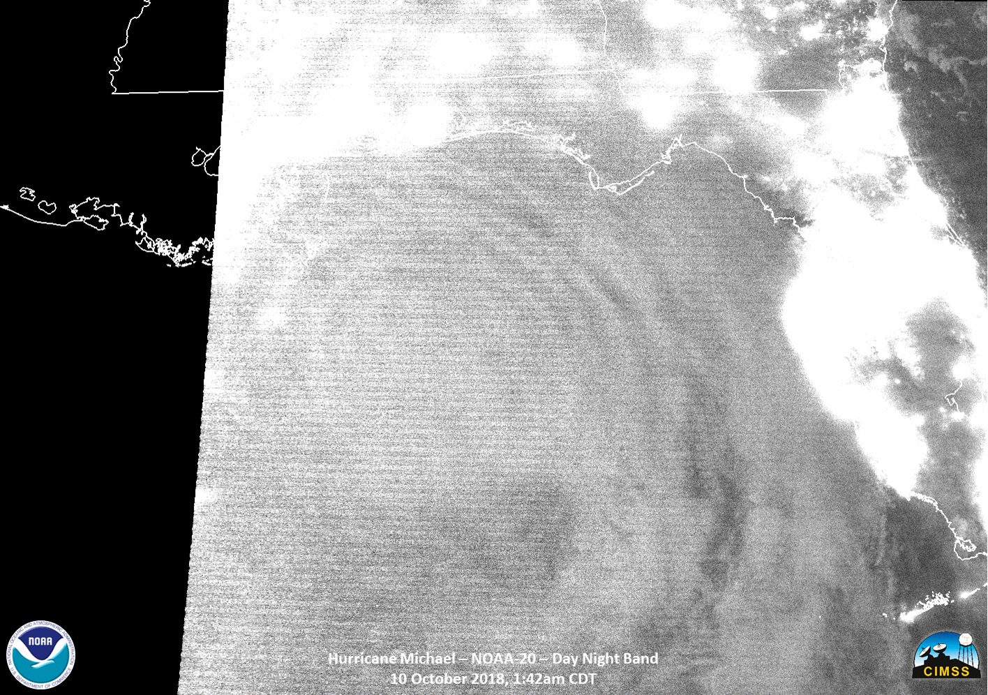 NOAA-20 VIIRS Day/Night Band (0.7 µm) and Infrared Window (11.45 µm) images [click to enlarge]