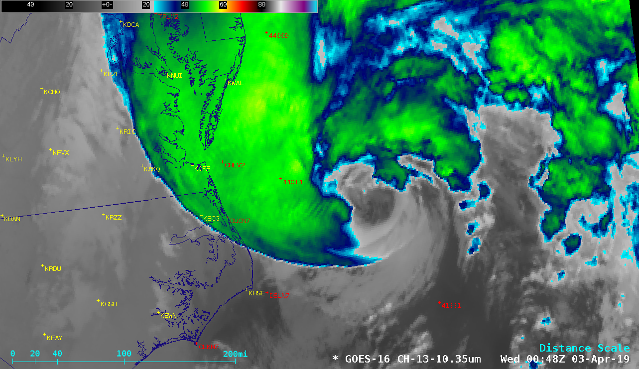 GOES-16 "Clean" Infrared Window (10.3 µm) images [click to play MP4 animation]