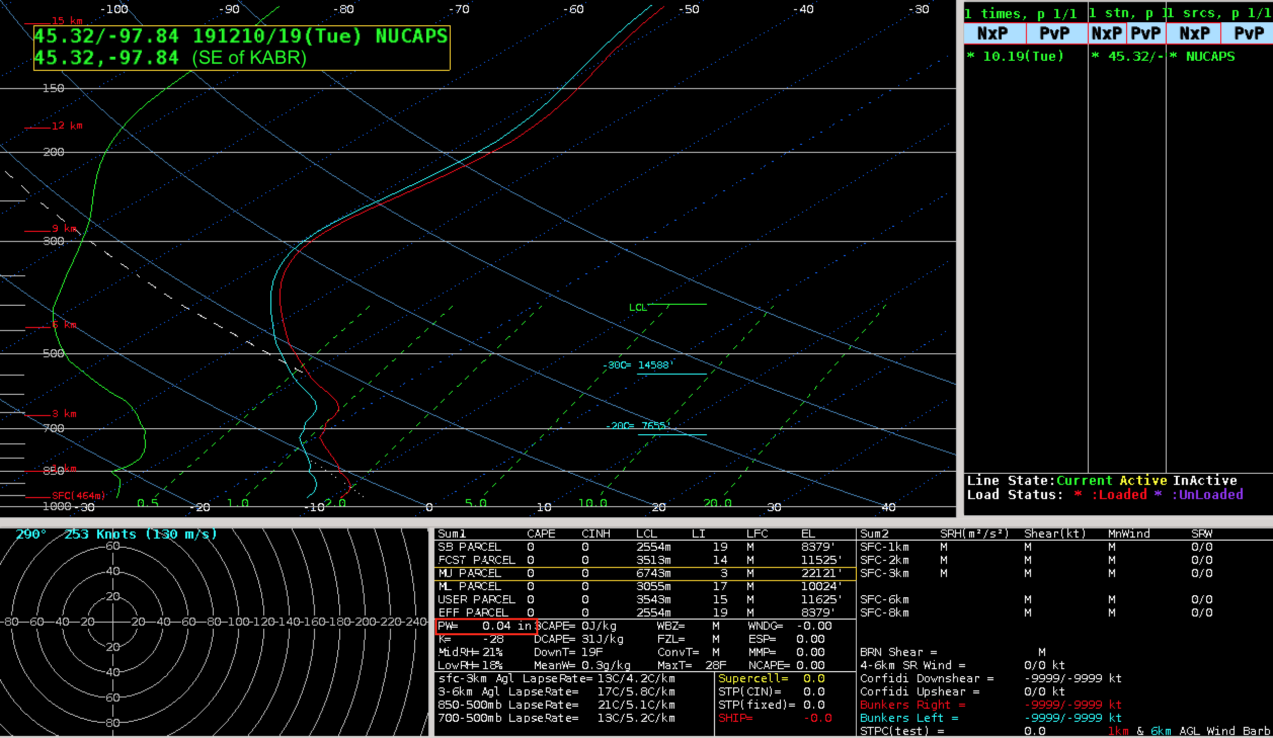 NOAA-20 NUCAPS sounding profile southeast of Aberdeen KABR (Point 2) [click to enlarge]