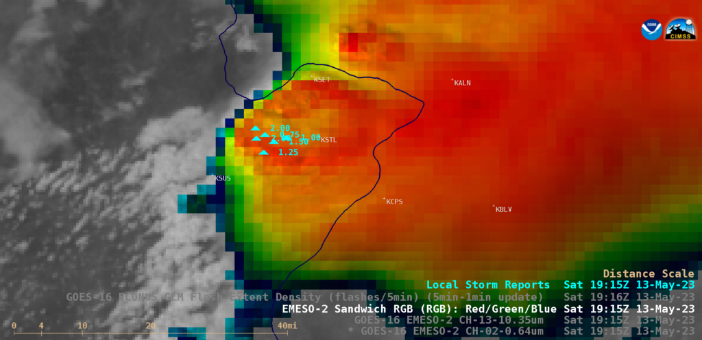 Large hail and heavy rainfall in the St. Louis area — CIMSS Satellite ...