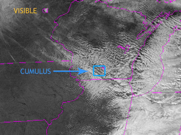 Cumulus clouds - visible satellite image